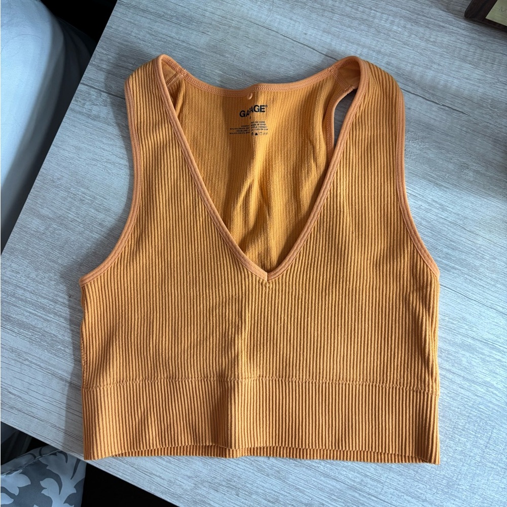 Garage Orange Ribbed Crop Top